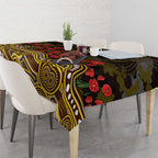 Hawthorn Hawks ANZAC Day Tablecloth Indigenous Dot Art with Poppy Flower Tribute