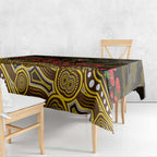 Hawthorn Hawks ANZAC Day Tablecloth Indigenous Dot Art with Poppy Flower Tribute