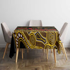 Hawthorn Hawks ANZAC Day Tablecloth Indigenous Dot Art with Poppy Flower Tribute