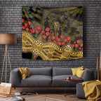Hawthorn Hawks ANZAC Day Tapestry Indigenous Dot Art with Poppy Flower Tribute