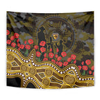 Hawthorn Hawks ANZAC Day Tapestry Indigenous Dot Art with Poppy Flower Tribute