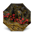 Hawthorn Hawks ANZAC Day Umbrella Indigenous Dot Art with Poppy Flower Tribute