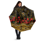 Hawthorn Hawks ANZAC Day Umbrella Indigenous Dot Art with Poppy Flower Tribute