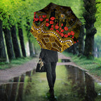 Hawthorn Hawks ANZAC Day Umbrella Indigenous Dot Art with Poppy Flower Tribute