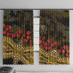 Hawthorn Hawks ANZAC Day Window Curtain Indigenous Dot Art with Poppy Flower Tribute