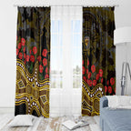 Hawthorn Hawks ANZAC Day Window Curtain Indigenous Dot Art with Poppy Flower Tribute