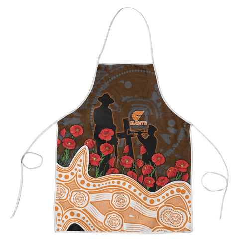 GWS Giants ANZAC Day Apron Indigenous Dot Art with Poppy Flower Tribute