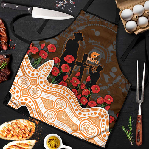 GWS Giants ANZAC Day Apron Indigenous Dot Art with Poppy Flower Tribute