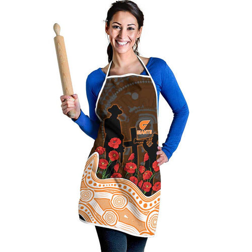 GWS Giants ANZAC Day Apron Indigenous Dot Art with Poppy Flower Tribute