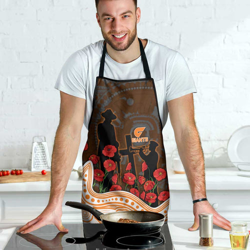 GWS Giants ANZAC Day Apron Indigenous Dot Art with Poppy Flower Tribute