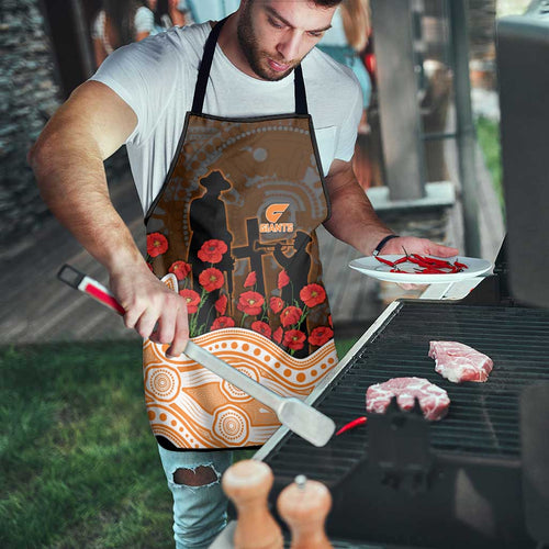 GWS Giants ANZAC Day Apron Indigenous Dot Art with Poppy Flower Tribute