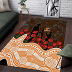 GWS Giants ANZAC Day Area Rug Indigenous Dot Art with Poppy Flower Tribute