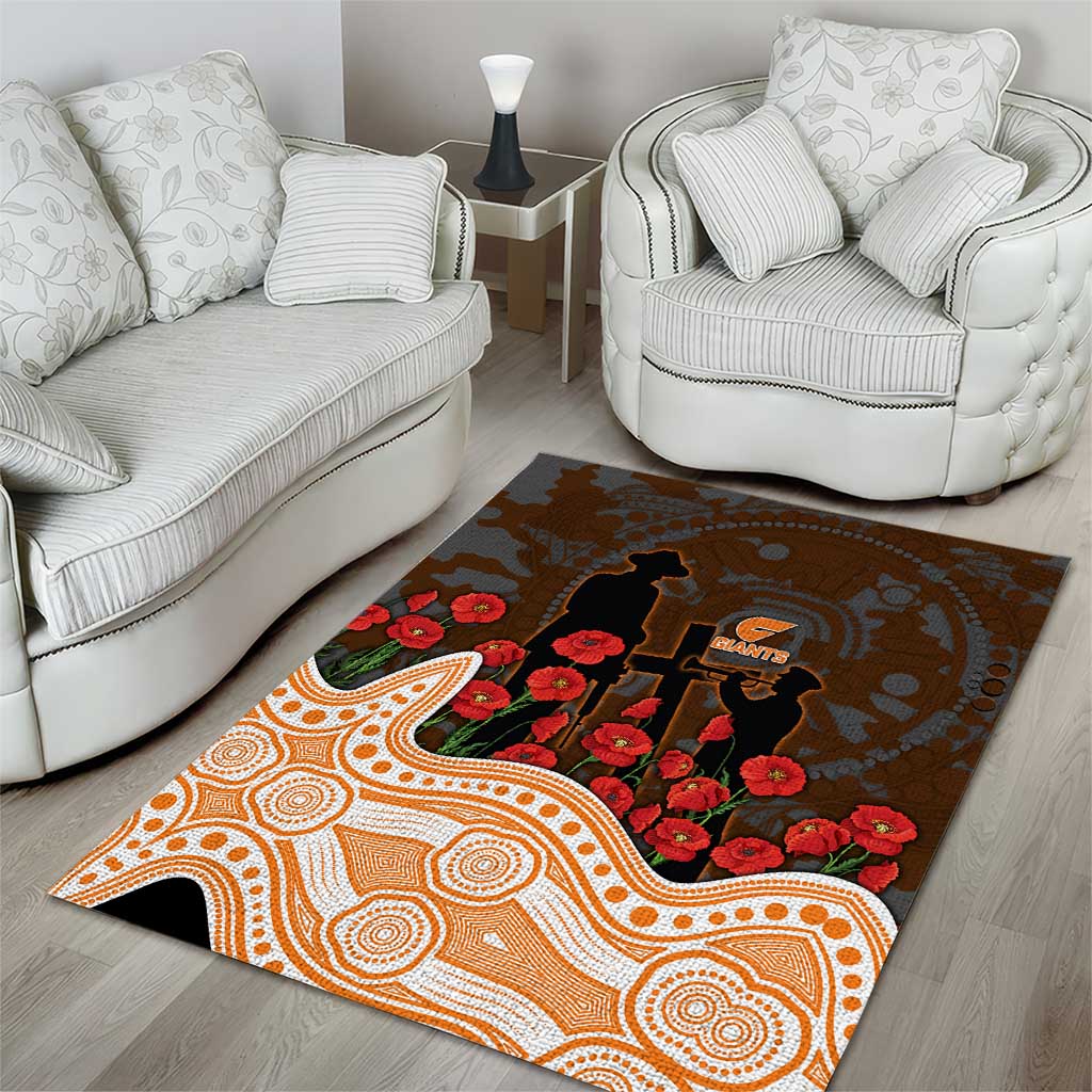 GWS Giants ANZAC Day Area Rug Indigenous Dot Art with Poppy Flower Tribute
