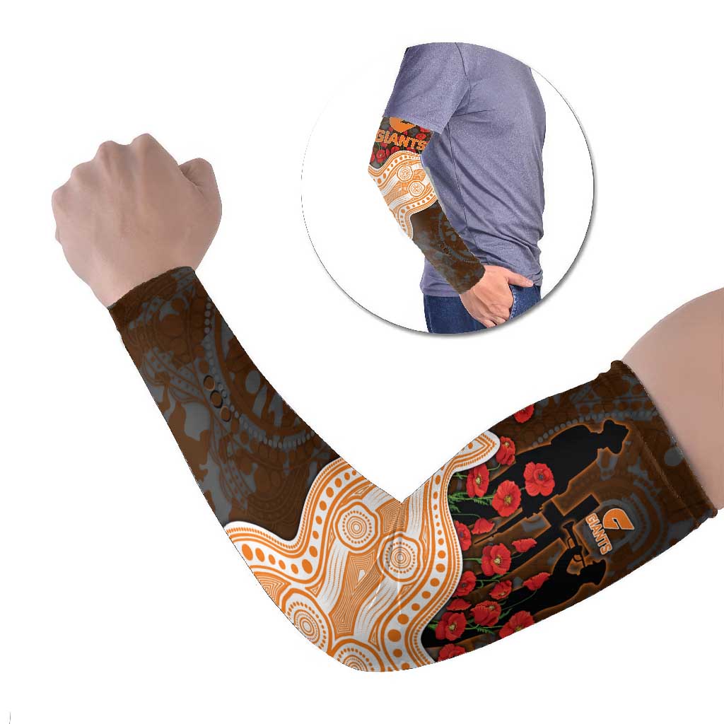 GWS Giants ANZAC Day Arm Sleeves Indigenous Dot Art with Poppy Flower Tribute