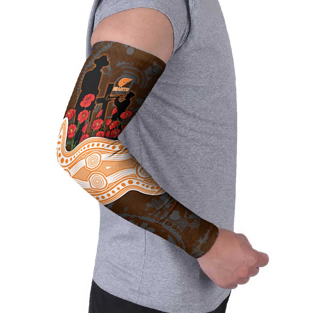 GWS Giants ANZAC Day Arm Sleeves Indigenous Dot Art with Poppy Flower Tribute
