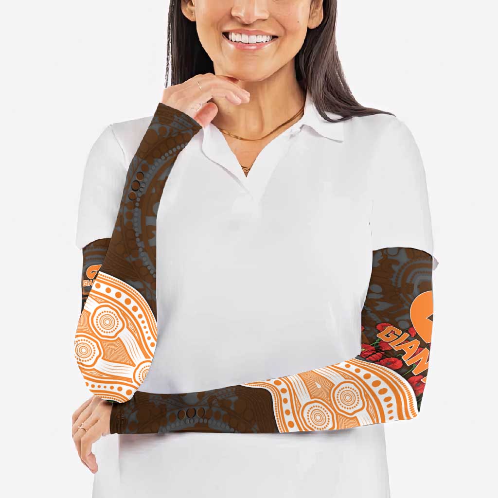 GWS Giants ANZAC Day Arm Sleeves Indigenous Dot Art with Poppy Flower Tribute