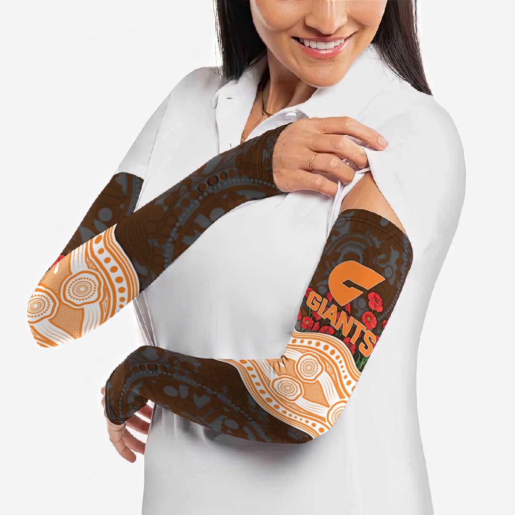 GWS Giants ANZAC Day Arm Sleeves Indigenous Dot Art with Poppy Flower Tribute