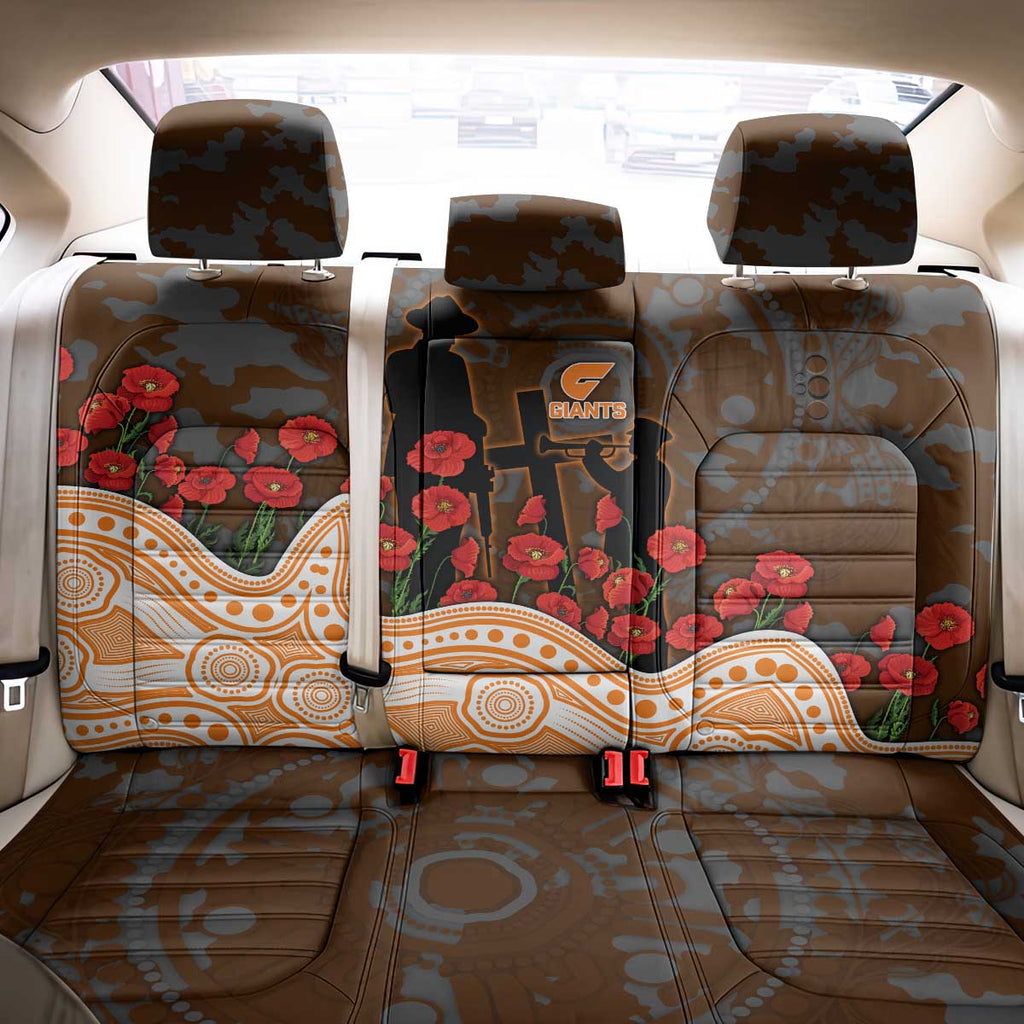 GWS Giants ANZAC Day Back Car Seat Cover Indigenous Dot Art with Poppy Flower Tribute