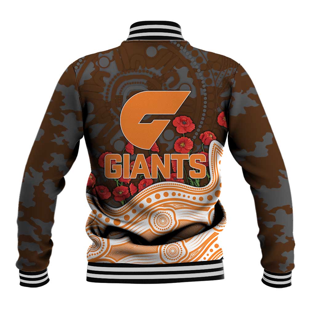 GWS Giants ANZAC Day Baseball Jacket Indigenous Dot Art with Poppy Flower Tribute