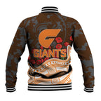 GWS Giants ANZAC Day Baseball Jacket Indigenous Dot Art with Poppy Flower Tribute