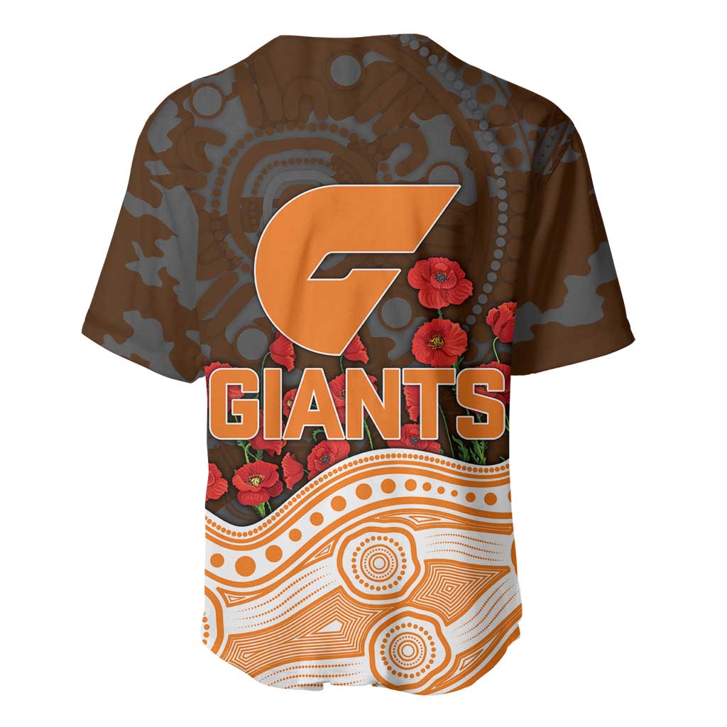 GWS Giants ANZAC Day Baseball Jersey Indigenous Dot Art with Poppy Flower Tribute