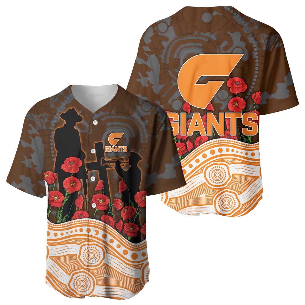GWS Giants ANZAC Day Baseball Jersey Indigenous Dot Art with Poppy Flower Tribute