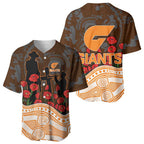 GWS Giants ANZAC Day Baseball Jersey Indigenous Dot Art with Poppy Flower Tribute