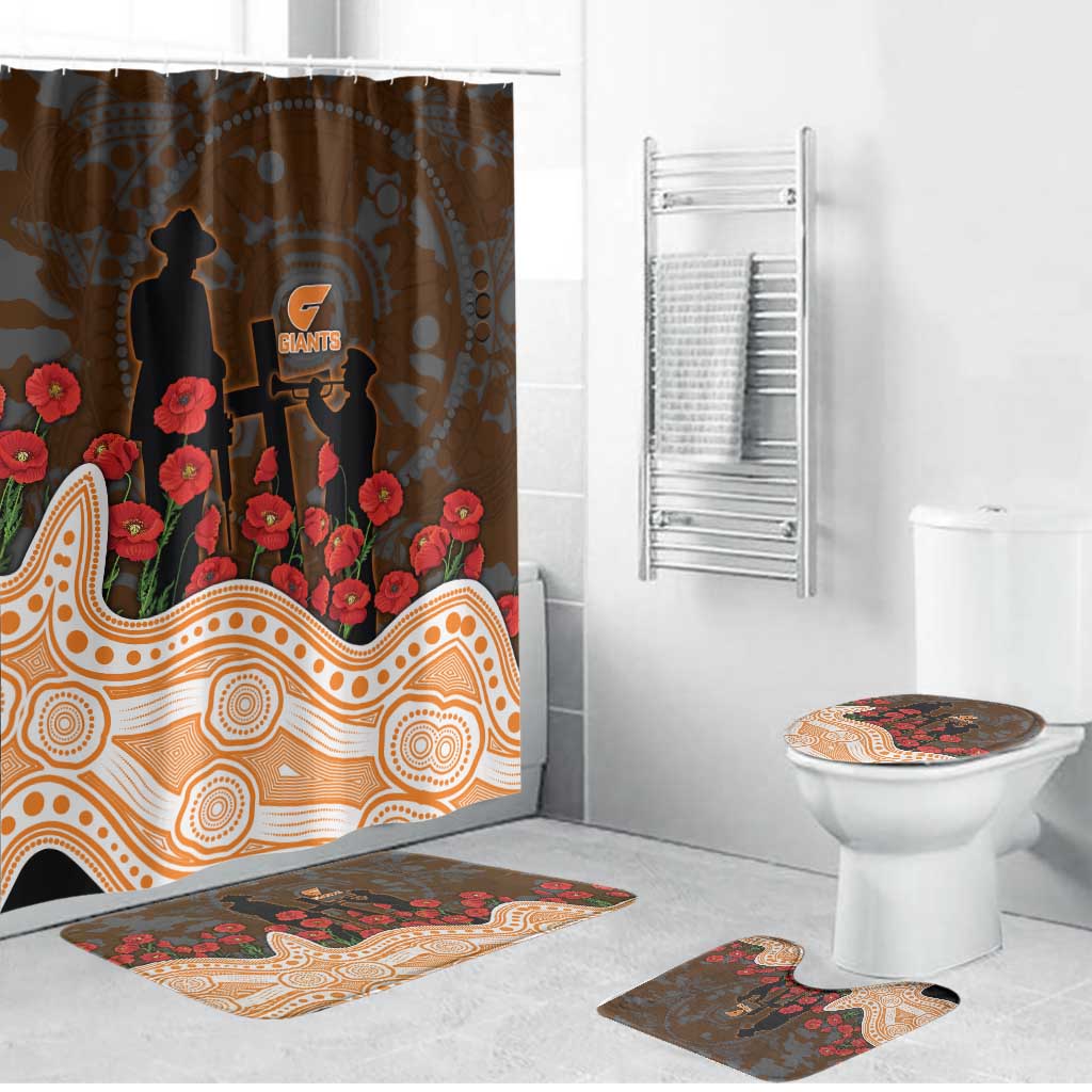 GWS Giants ANZAC Day Bathroom Set Indigenous Dot Art with Poppy Flower Tribute