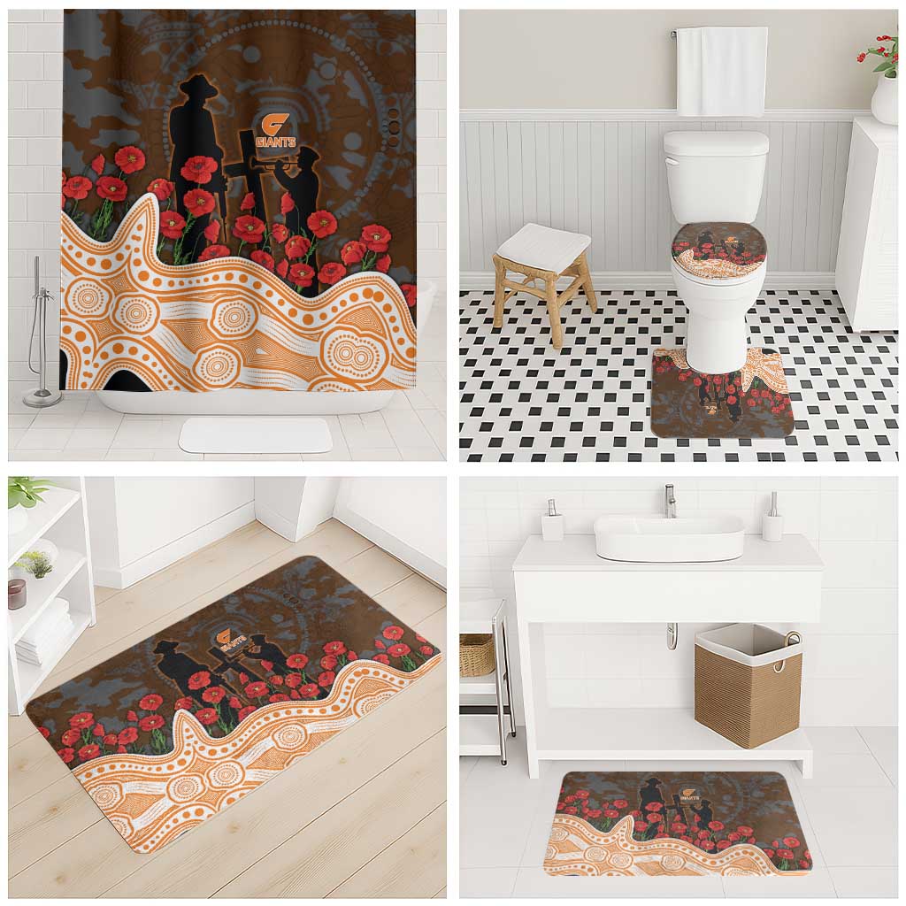 GWS Giants ANZAC Day Bathroom Set Indigenous Dot Art with Poppy Flower Tribute