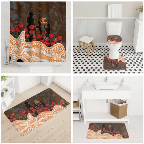 GWS Giants ANZAC Day Bathroom Set Indigenous Dot Art with Poppy Flower Tribute
