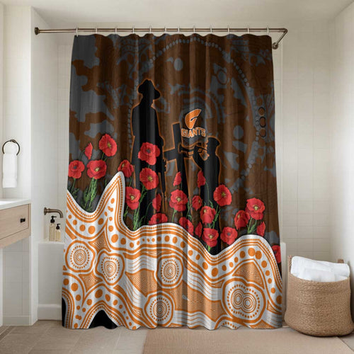 GWS Giants ANZAC Day Bathroom Set Indigenous Dot Art with Poppy Flower Tribute