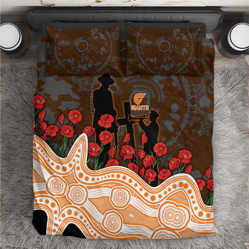 GWS Giants ANZAC Day Bedding Set Indigenous Dot Art with Poppy Flower Tribute