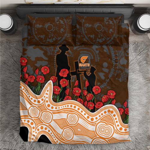 GWS Giants ANZAC Day Bedding Set Indigenous Dot Art with Poppy Flower Tribute