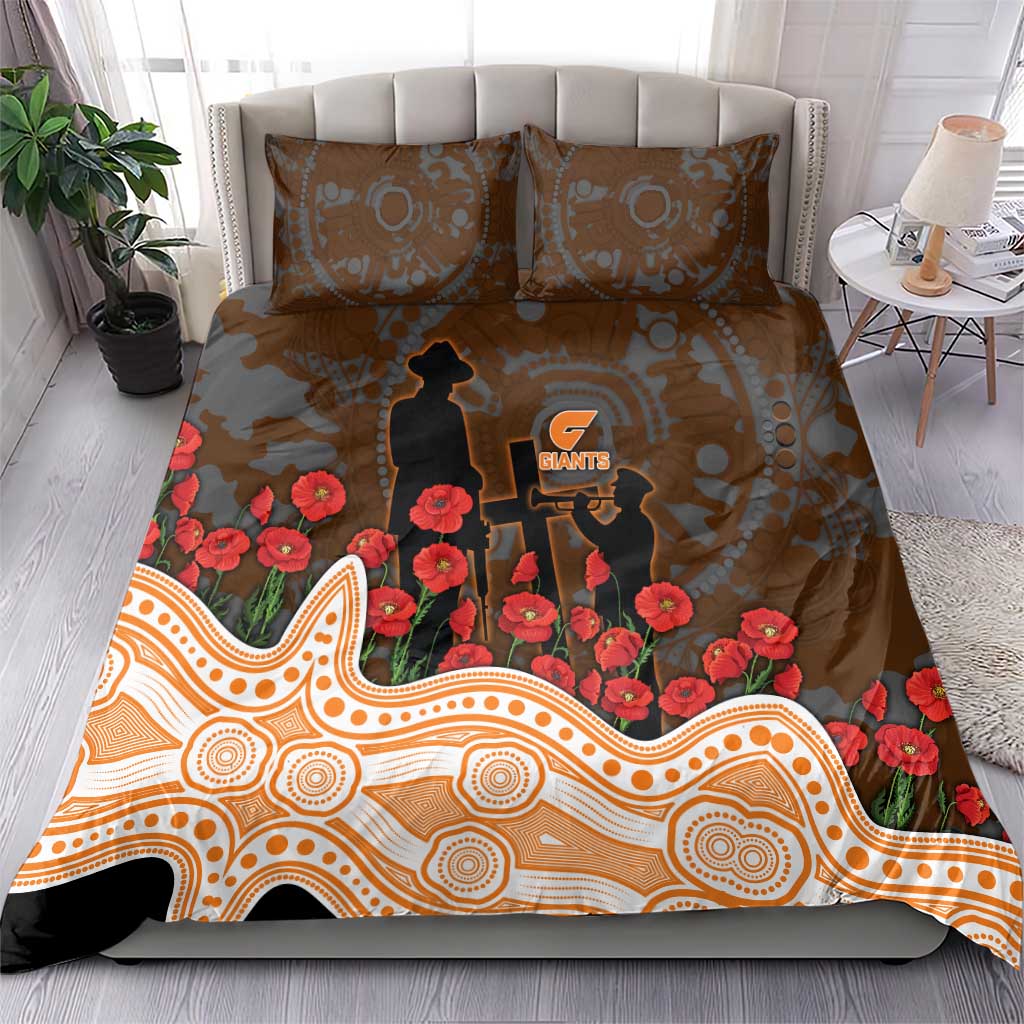 GWS Giants ANZAC Day Bedding Set Indigenous Dot Art with Poppy Flower Tribute