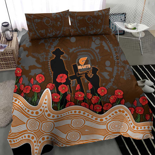 GWS Giants ANZAC Day Bedding Set Indigenous Dot Art with Poppy Flower Tribute