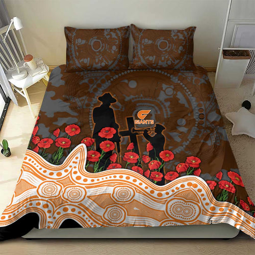 GWS Giants ANZAC Day Bedding Set Indigenous Dot Art with Poppy Flower Tribute
