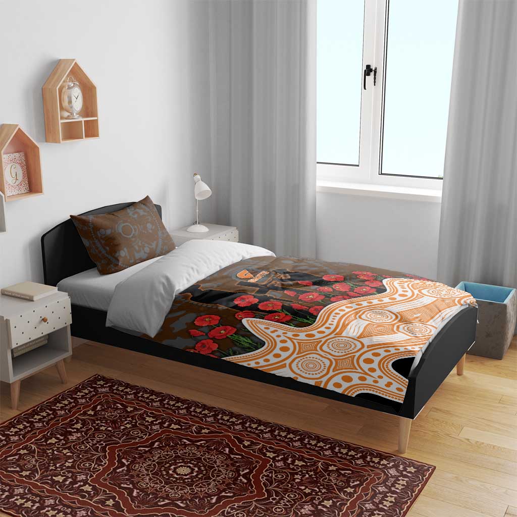 GWS Giants ANZAC Day Bedding Set Indigenous Dot Art with Poppy Flower Tribute