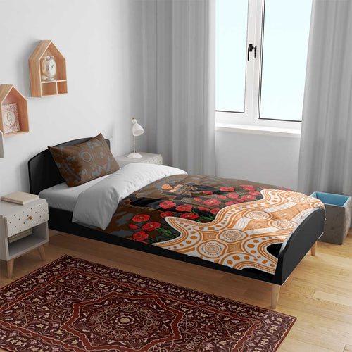 GWS Giants ANZAC Day Bedding Set Indigenous Dot Art with Poppy Flower Tribute