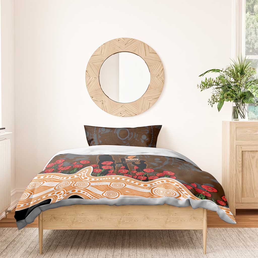GWS Giants ANZAC Day Bedding Set Indigenous Dot Art with Poppy Flower Tribute