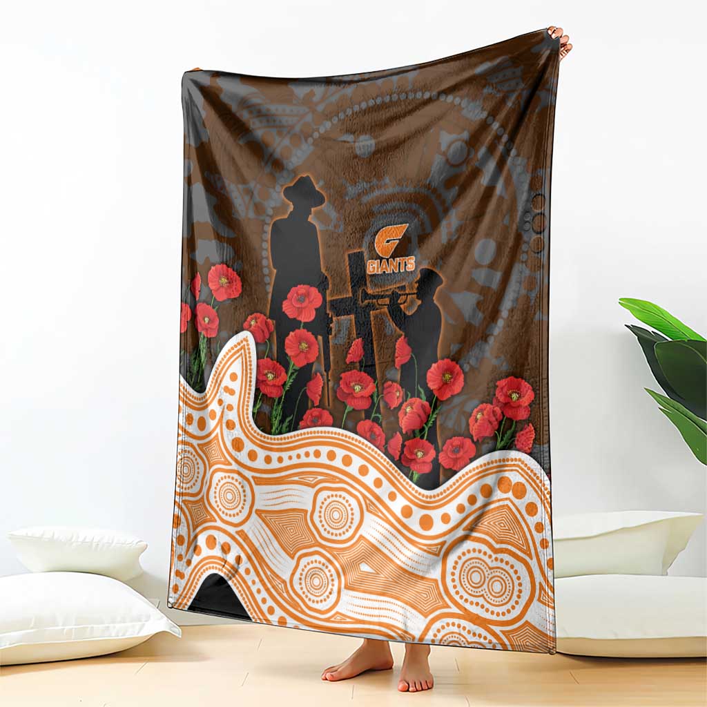 GWS Giants ANZAC Day Blanket Indigenous Dot Art with Poppy Flower Tribute