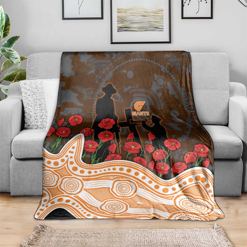 GWS Giants ANZAC Day Blanket Indigenous Dot Art with Poppy Flower Tribute