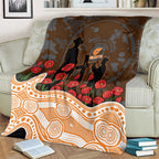 GWS Giants ANZAC Day Blanket Indigenous Dot Art with Poppy Flower Tribute
