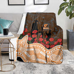 GWS Giants ANZAC Day Blanket Indigenous Dot Art with Poppy Flower Tribute