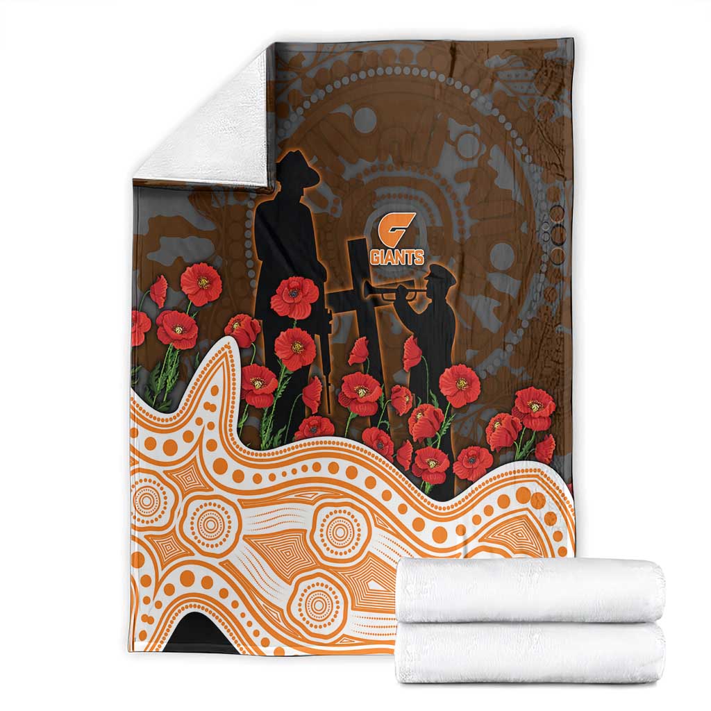 GWS Giants ANZAC Day Blanket Indigenous Dot Art with Poppy Flower Tribute