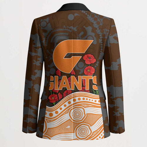 GWS Giants ANZAC Day Blazer Indigenous Dot Art with Poppy Flower Tribute