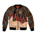 GWS Giants ANZAC Day Bomber Jacket Indigenous Dot Art with Poppy Flower Tribute