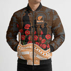 GWS Giants ANZAC Day Bomber Puffer Jacket Indigenous Dot Art with Poppy Flower Tribute