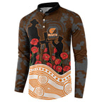 GWS Giants ANZAC Day Button Sweatshirt Indigenous Dot Art with Poppy Flower Tribute