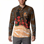 GWS Giants ANZAC Day Button Sweatshirt Indigenous Dot Art with Poppy Flower Tribute