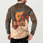 GWS Giants ANZAC Day Button Sweatshirt Indigenous Dot Art with Poppy Flower Tribute